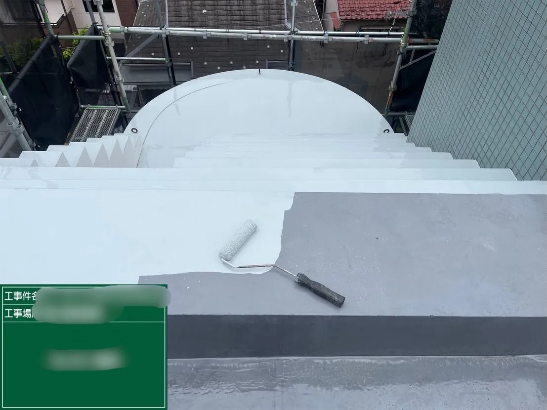 【屋上階段屋根ウレタン防水工事】